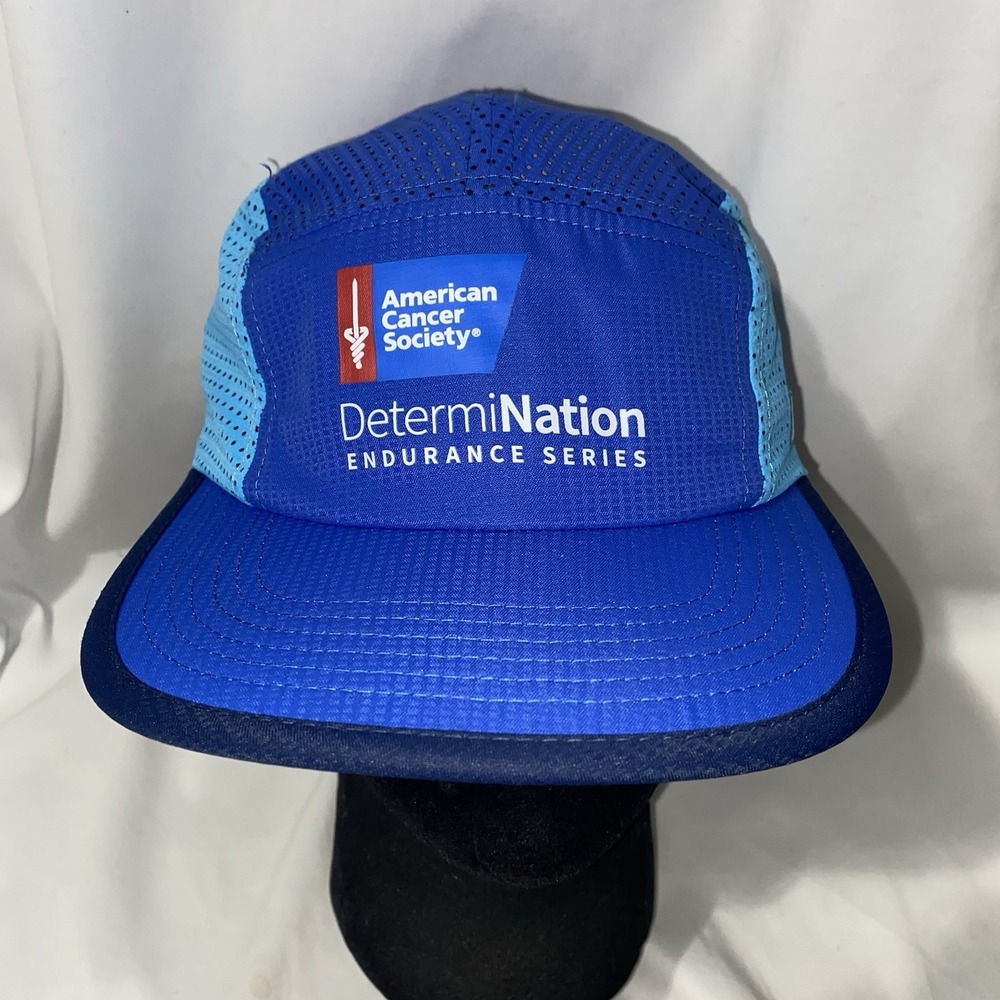 NWT RNNR Running Hat Mesh 5 Panel Camp Cap Adjustable American Cancer Society